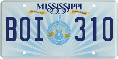 MS license plate BOI310