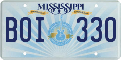 MS license plate BOI330