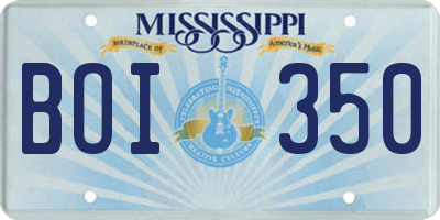MS license plate BOI350