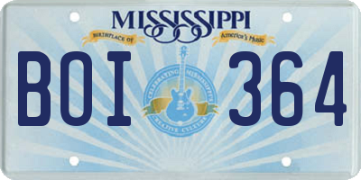 MS license plate BOI364