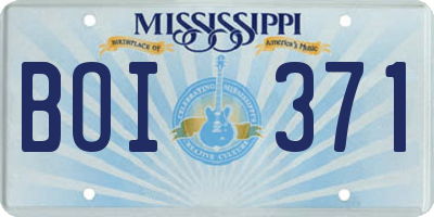 MS license plate BOI371