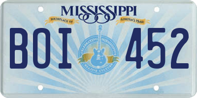 MS license plate BOI452