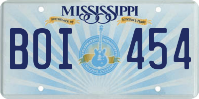 MS license plate BOI454