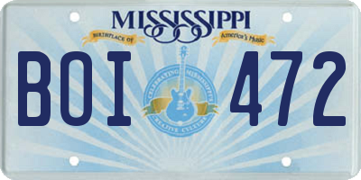 MS license plate BOI472