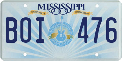 MS license plate BOI476