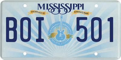 MS license plate BOI501