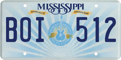 MS license plate BOI512