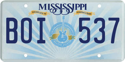 MS license plate BOI537