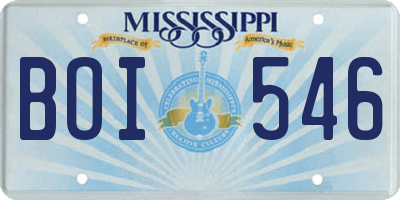 MS license plate BOI546