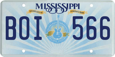 MS license plate BOI566