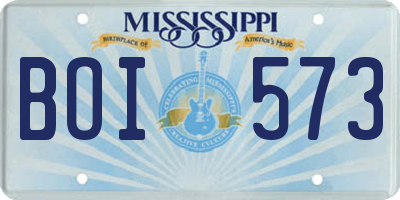 MS license plate BOI573