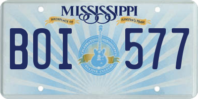MS license plate BOI577