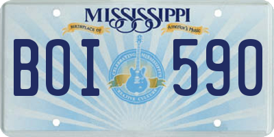 MS license plate BOI590