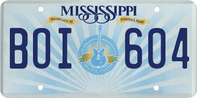 MS license plate BOI604