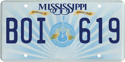 MS license plate BOI619
