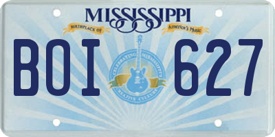MS license plate BOI627