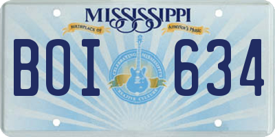MS license plate BOI634