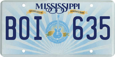 MS license plate BOI635
