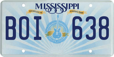 MS license plate BOI638