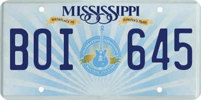 MS license plate BOI645
