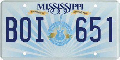 MS license plate BOI651