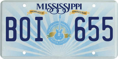 MS license plate BOI655