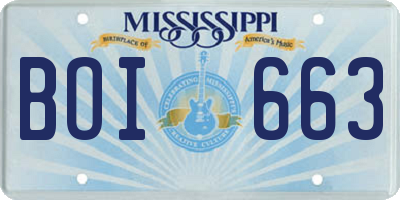 MS license plate BOI663