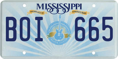 MS license plate BOI665