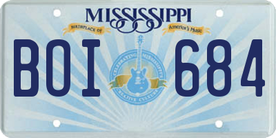 MS license plate BOI684