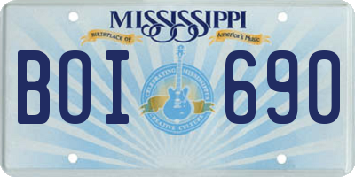 MS license plate BOI690