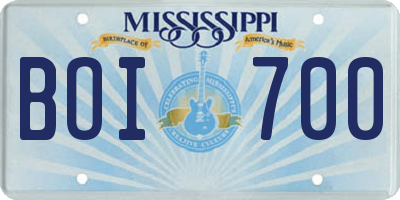 MS license plate BOI700