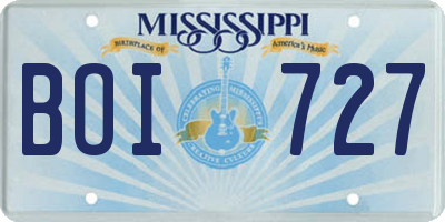 MS license plate BOI727