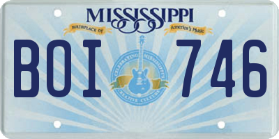 MS license plate BOI746