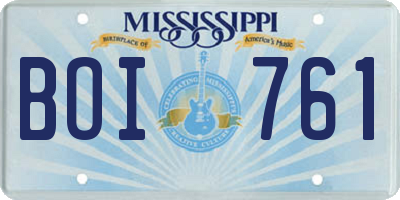 MS license plate BOI761