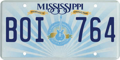 MS license plate BOI764