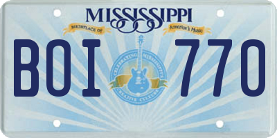 MS license plate BOI770