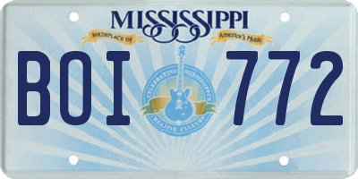 MS license plate BOI772