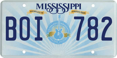 MS license plate BOI782