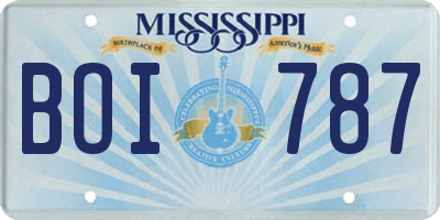 MS license plate BOI787