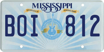 MS license plate BOI812