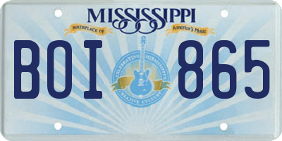MS license plate BOI865