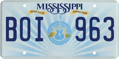 MS license plate BOI963