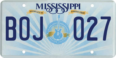 MS license plate BOJ027