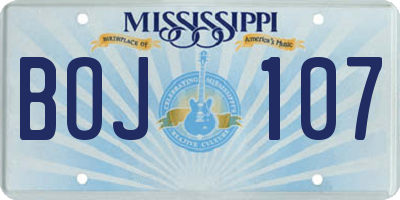MS license plate BOJ107