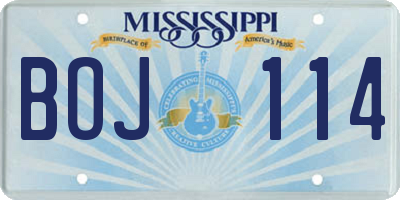 MS license plate BOJ114