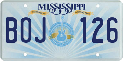 MS license plate BOJ126