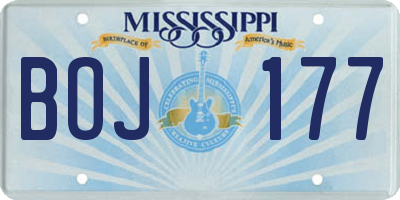 MS license plate BOJ177