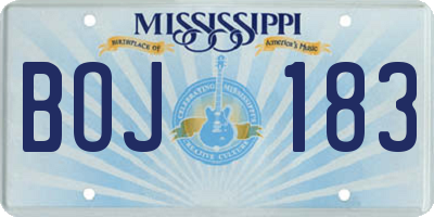 MS license plate BOJ183
