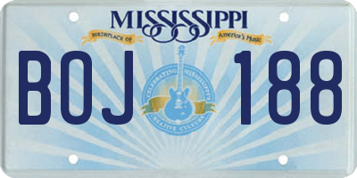 MS license plate BOJ188
