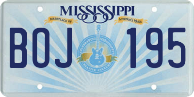 MS license plate BOJ195